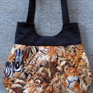 Leopards, Lions and Zebra Quilted Hobo Style tans and Browns Handbag