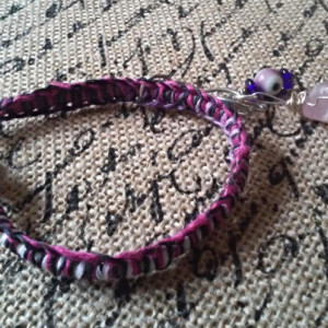 Rose Quartz Pink Micro Macrame Hemp Bracelet