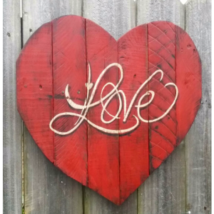 Valentine Shabby Chic Handmade Reclaimed Pallet Wood LOVE Heart Wall Hanging Distressed