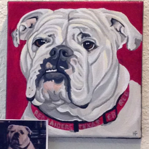 Gracie the Bull Dog - Custom Pet Portrait 8" x 8" x 1.5"