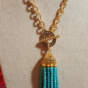 Turquoise Tassel in long chain