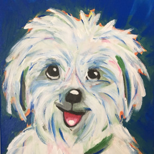 Cutest Maltese ever! Original 11 x14"  painting on Stretched Canvas of dog.- Free Shipping