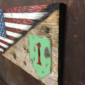 Wood American Flag and 1st Infantry Division