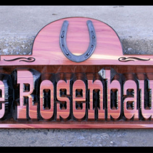 Country/Western style customized, personalized Cedar sign.