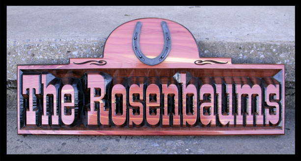 Country/Western style customized, personalized Cedar sign.