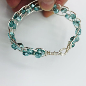 Silver and Aqua Crystal Bracelet 