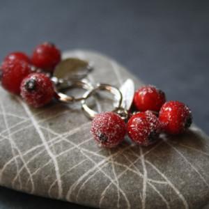 Glass Earrings - Red Berries