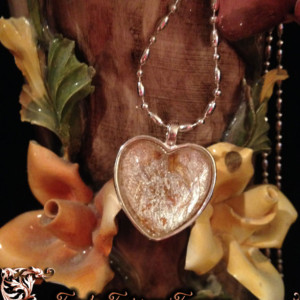 "Petals" Real Hand-Dyed Rose Petal Heart Pendant with Swarovski Crystal Option