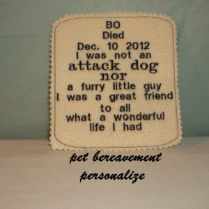 Machine embroidery of pet bereavement.
