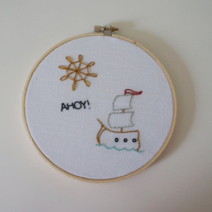 AHOY Nautical Embroidery Hoop Nursery Decor, Boat Nursery Art, Nautical Nursery Art, Embroidery Hoop Art, Nautical Decor, Baby Boy Art