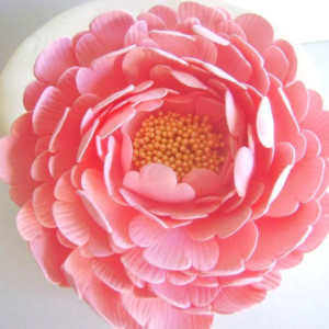 Coral Pink Peony Cake Flower Clay Flower Cake Topper Blush Wedding Cake Flower Wedding Cake Decor Wedding Cake Topper