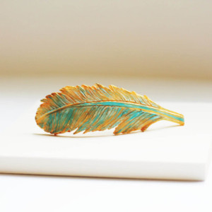 Turquoise Feather Hair Barrette