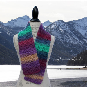 Kaleidoscope Ranch Wrap and Tuck Cowl Scarf - Handmade - Wool