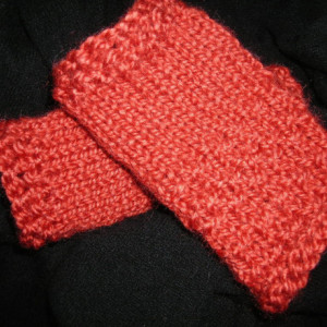 Knitted Fingerless Russet Colored  Mittens for Women