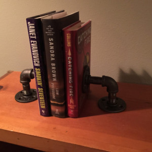Industrial Black Pipe Bookends, Urban, Loft, Steampunk Style "DIY" Kit, 1 PAIR (2 Bookends)