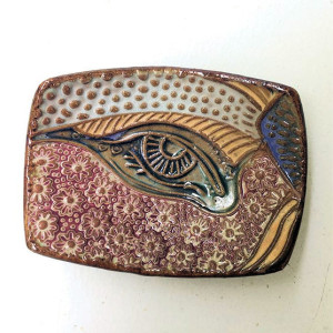 Abstract Eye Tray Pottery Microwave and Dishwasher Safe Soap Dish Spoon Rest Jewlery Holder