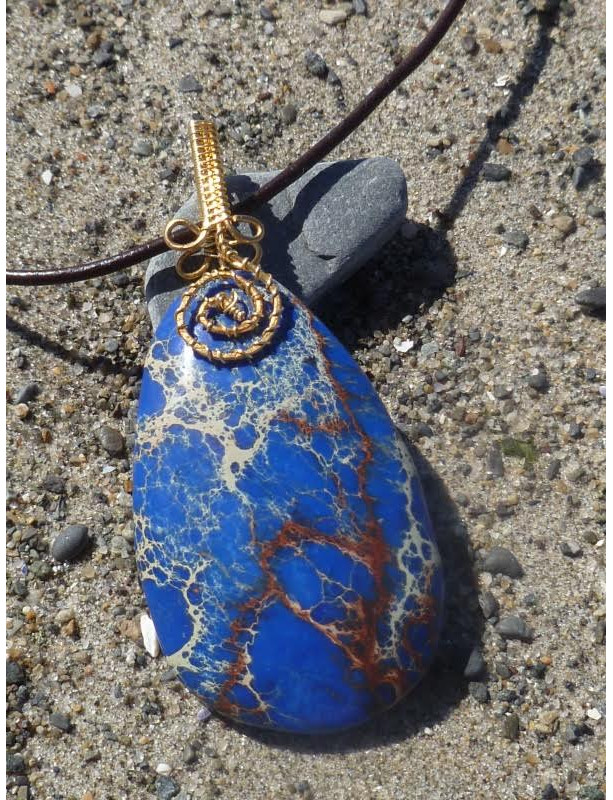 Blue magnesite pendant with custom bail