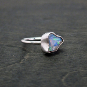 Raw Natural Welo Ethiopian Opal Ring 1.20 Carat Alternative Engagement Size 5 Ready to ship