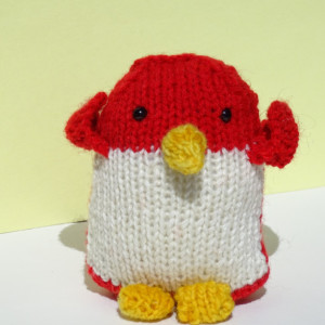 Hand Knit Penguin, Stuffed Penguin Toy, Small Wool Toy, Soft Baby Toy, Toy for Toddler, Knitted Toy, Red Toy, All Handmade, Ready to Ship