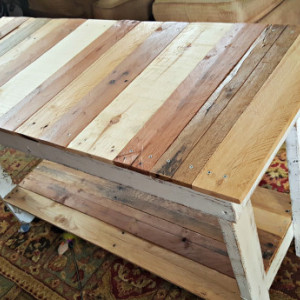 Handcrafted Reclaimed Wooden Whitewashed Pallet Sofa Table