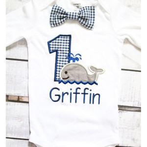 Boy first birthday Navy Whale Gingham First birthday Whale baby boy cake smash one year outfit  birthday outfit birthday baby boy