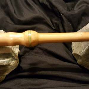 Apple Wood Wand with Green Glass Inlay