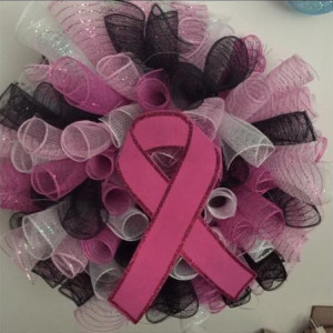Breast Cancer Awareness Deco Mesh Wreath