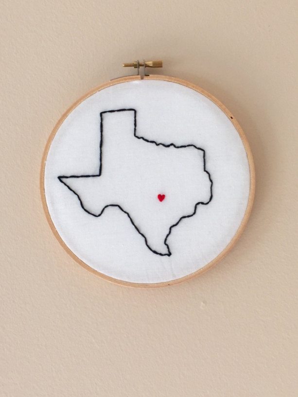 Custom Texas Embroidery Hoop Art Wall Hanging