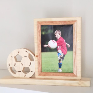 Personalized 5 x 7 Picture Frame with Carved Soccer Ball, Customized Soccer Ball Photo Frame