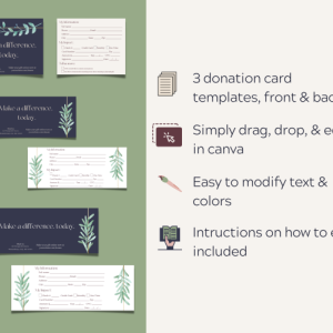 Nonprofit Fundraising Donation Card Templates | Elegant Earth | Three Sizes | Editable and customizable in Canva
