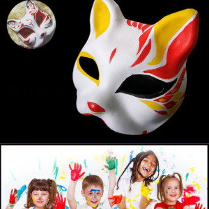 paper full half face mask cosplay Halloween face mask cosplay cat venetian mask birthday party to painting