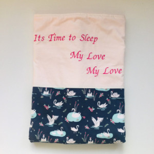 personalized baby girl blanket/Nancy Tillman/Its Time to Sleep/baby shower gift/baby coming home gift/swan