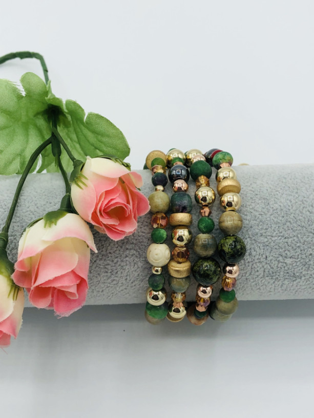 Green and Gold Coil Bracelet 