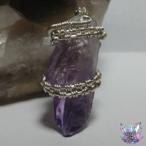 Amethyst(Natural) Crystal Wire Weave Pendant / Natural Crystal Jewelry / Healing Crystal Jewelry / Gemstone Pendant/Wire Weave Jewelry