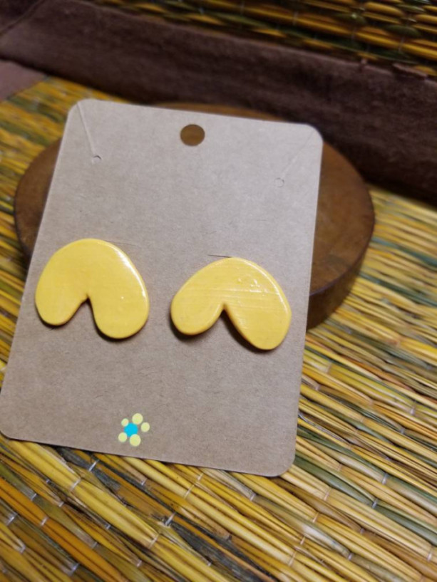 Abstract mustard clay earrings