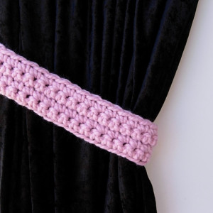 One Pair of Solid Light Pink Curtain Tie Backs, Drapery Tiebacks for Drapes, Simple Basic, Crochet Knit, Girl's Nursery, Baby Room Decor,  Ready to Ship in 2 Days