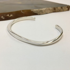 Forged Wave Silver Bracelet = Size 7 to 7.25