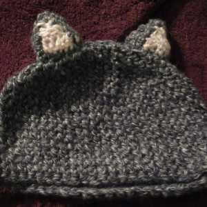 Grey Kitty Ear Hat for 3-6 Month baby