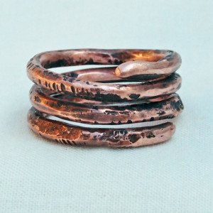 Copper Spiral Coil Ring Size 8 Hand Forged