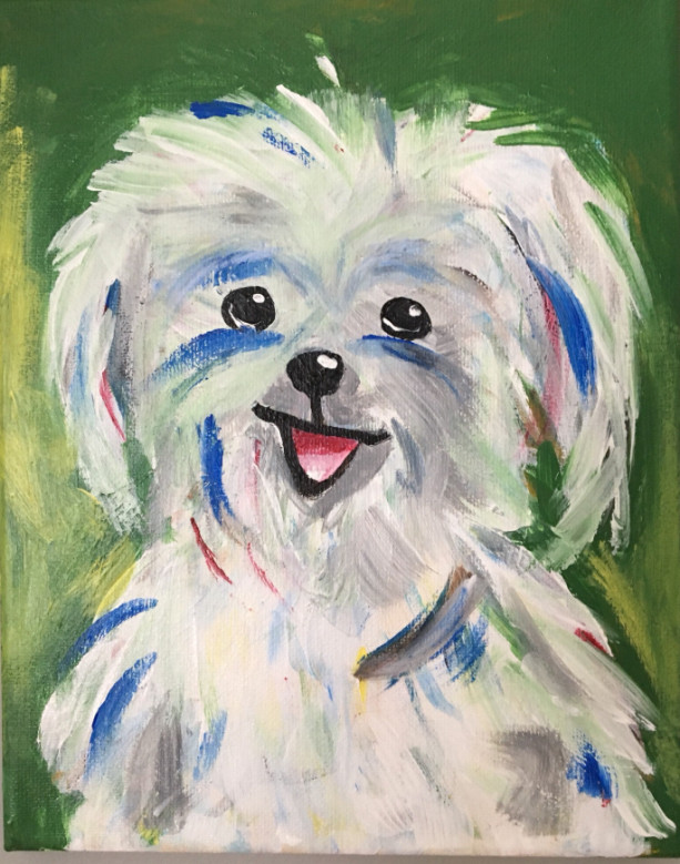 maltese dogs painting on canvas board Original art acrylic painting on canvas beach painting painting of two maltese dogs