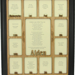 School Years Frame with Name Graduation Collage K-12 Clockwise Black Picture Frame and Oak Matte 11x14