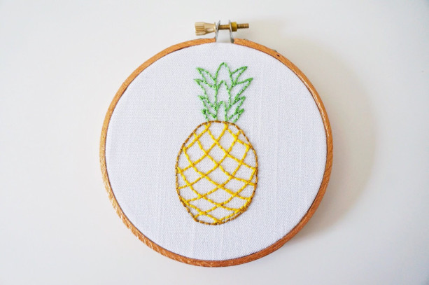 Pineapple Embroidery Hoop, Hand Embroidery, Embroidery Hoop Art, Pineapple Art, Embroidered Pineapple, Nursery Wall Decor, Pineapple Nursery