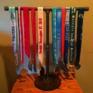 Sports Medal Display Stand industrial Black Pipe Marathon,26.1, Half Marathon, 13.1, 10 K, 5 K, Sprint Tri, Tri,Iron Man Medal Display Stand