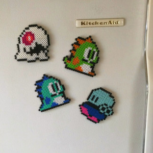 Set of 4 Bubble Bobble Inspired Video Game Car Mirror Hangers/Full Back Magnets - Your Pick! Geekery- Nerds- Retro