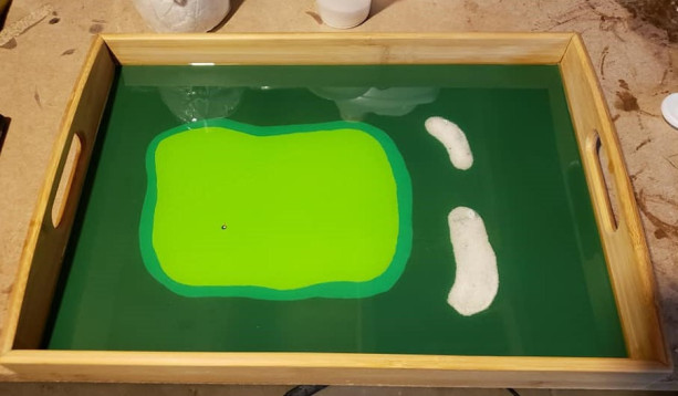 Medium Golf Course Resin Epoxy Serving Tray, Resin Art, Epoxy Art, Hand Painted Tray, Putting Green Painting, Fathers Day, Bamboo Serving Tray
