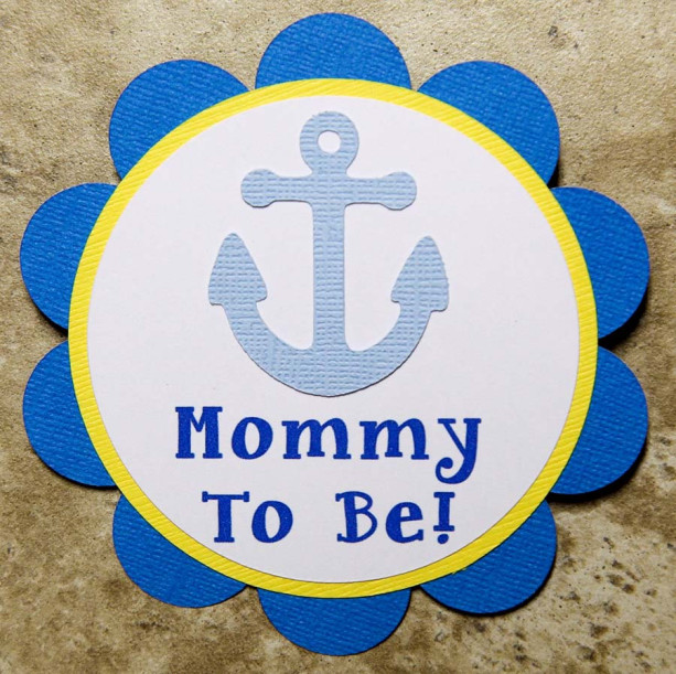 Anchor ocean theme button pins for Baby Shower or Birthday Party (Quantity 4)