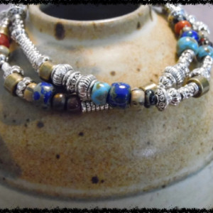 Silver and Czech Glass Seed Bead Bracelet