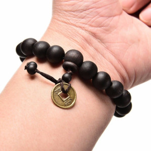 Black Wood Buddhist Beads Bracelet, Buddhist Bracelet, Mala Prayer Bracelet, Yoga Bracelet, Buddhist Tibet Rosary, Buddha Bracelet,