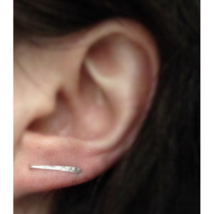 Minimal Sterling Silver Ear Climbers- Tiny Hammered Ear Climbers, Delicate Ear Crawlers, Ear Cuff, Ear Bar, Ear Pin, Ear Sweep