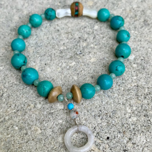 SEA "Sasha" Shell, Turquoise, Jade and Wood Bracelet